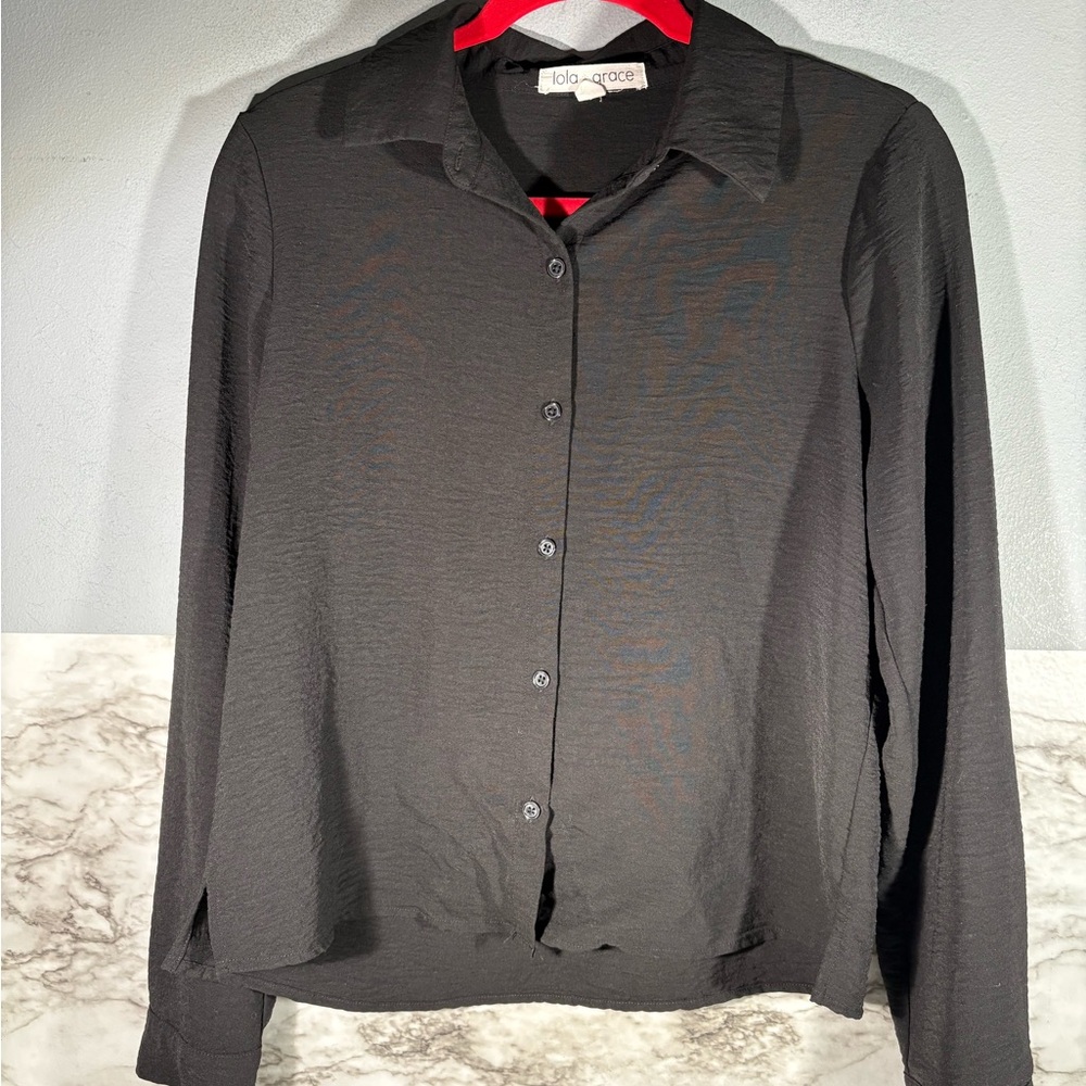 Lola Grace Black Button-Up Shirt